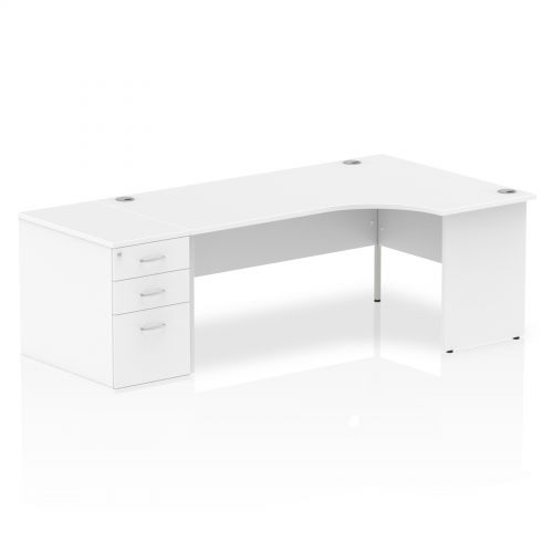 Impulse 1800 Right Hand Panel End Workstation 800 Pedestal Bundle White