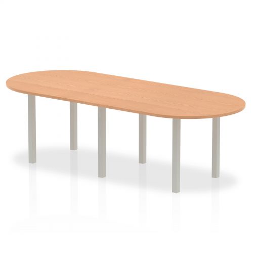 Dynamic Impulse 2400mm Boardroom Table Oak Top Silver Post Leg I000792