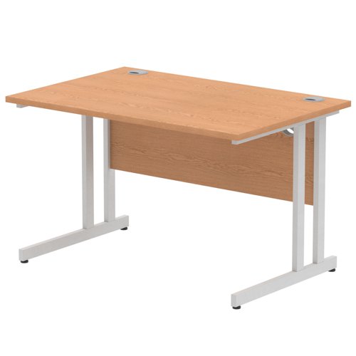 Impulse 1200 x 800mm Straight Office Desk Oak Top Silver Cantilever Leg