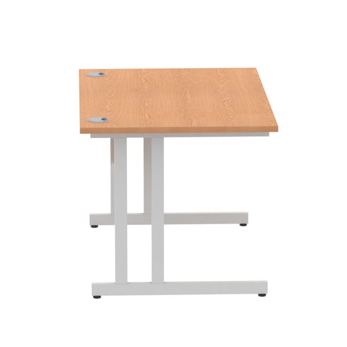 Impulse 1200 x 800mm Straight Office Desk Oak Top Silver Cantilever Leg
