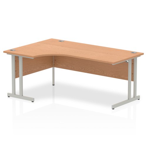 Impulse 1800mm Left Crescent Office Desk Oak Top Silver Cantilever Leg
