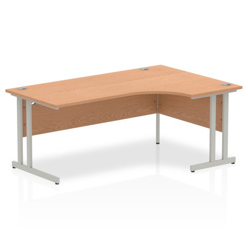 Impulse 1800mm Right Crescent Desk Oak Top Silver Cantilever Leg I000825