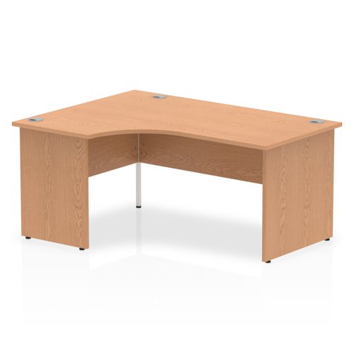 Impulse 1600mm Left Crescent Office Desk Oak Top Panel End Leg