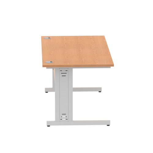 Impulse 1600 x 800mm Straight Office Desk Oak Top Silver Cable Managed Leg