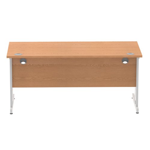 Impulse 1600 x 800mm Straight Office Desk Oak Top Silver Cable Managed Leg