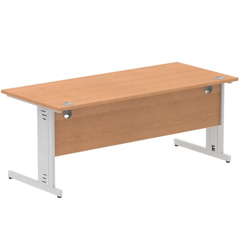 65006DY - Impulse 1800 x 800mm Straight Desk Oak Top Silver Cable Managed Leg I000853