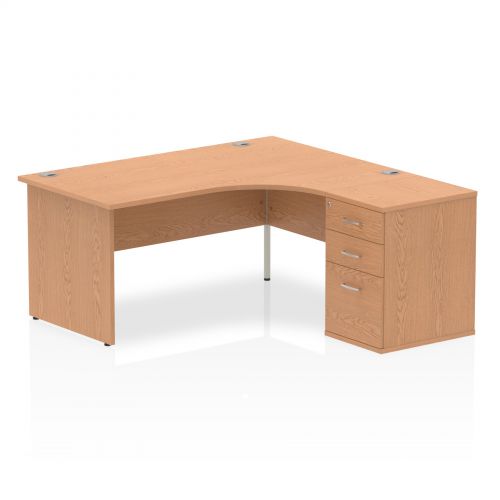 Impulse 1600 Right Hand Panel End Workstation 600 Pedestal Bundle Oak