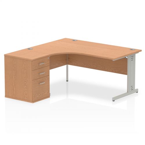 Impulse 1600 Left Hand Wire Managed Workstation 600 Pedestal Bundle Oak