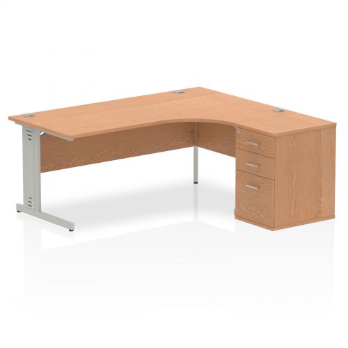 Impulse 1800 Right Hand Wire Managed Workstation 600 Pedestal Bundle Oak