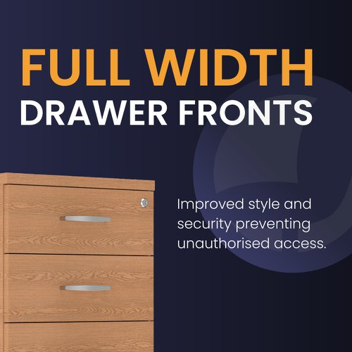 I001652 Impulse 3 Drawer Narrow Under Desk Pedestal Walnut