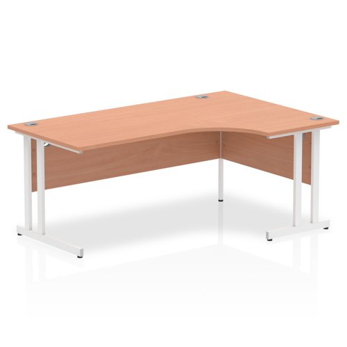 Impulse Contract Right Hand Crescent Cantilever Desk W1800 x D1200 x H730mm Beech Finish/White Frame - I001878