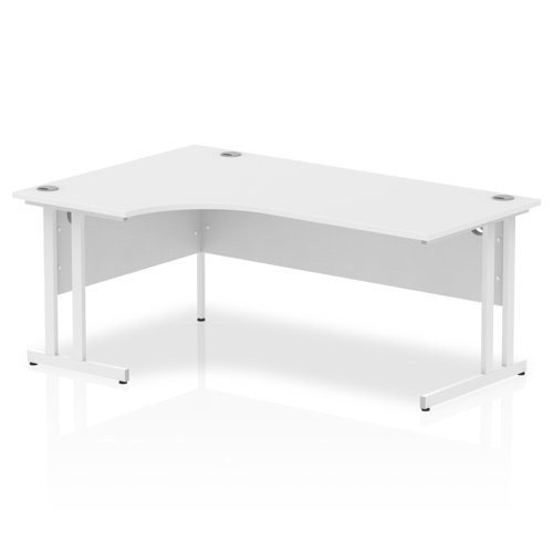 Impulse 1800mm Left Crescent Office Desk White Top White Cantilever Leg