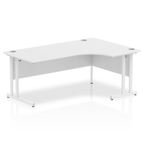 Impulse 1800mm Right Crescent Office Desk White Top White Cantilever Leg