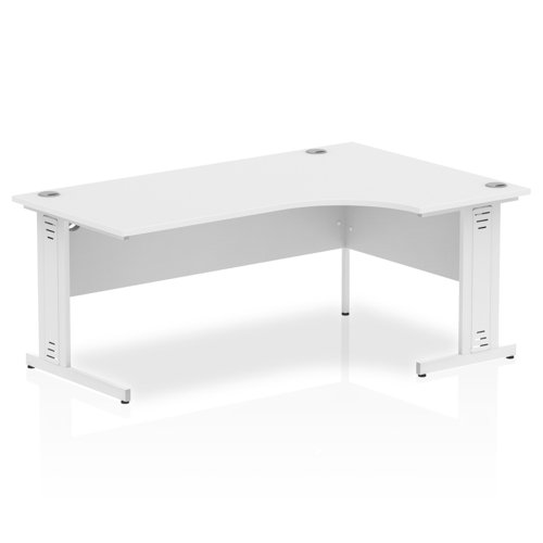 Impulse 1800mm Right Crescent Office Desk White Top White Cable Managed Leg