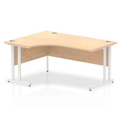 Impulse 1600mm Left Crescent Office Desk Maple Top White Cantilever Leg