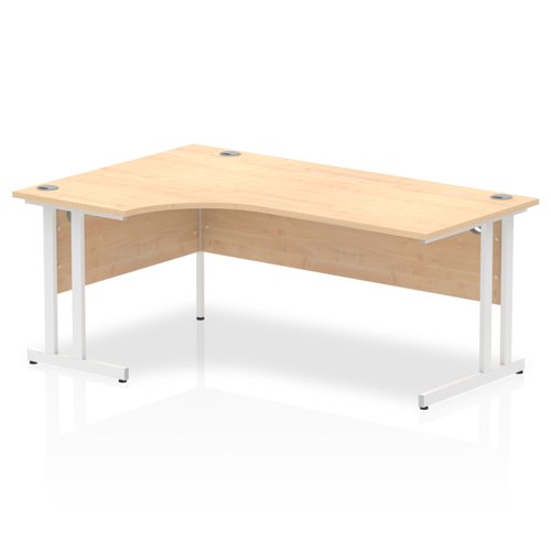 Impulse 1800mm Left Crescent Office Desk Maple Top White Cantilever Leg