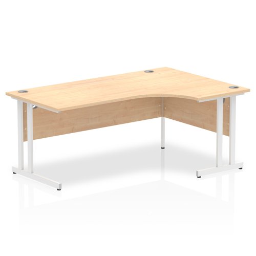 Impulse 1800mm Right Crescent Office Desk Maple Top White Cantilever Leg