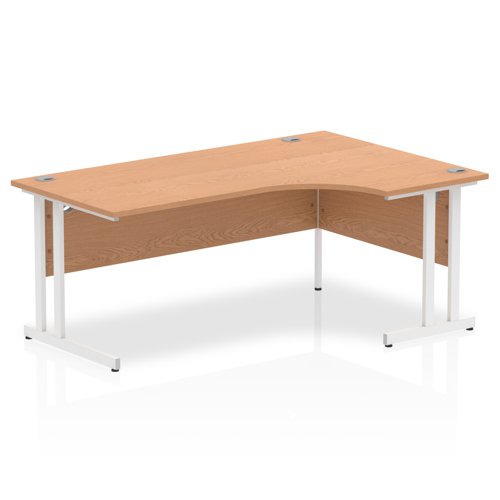 Impulse 1800mm Right Crescent Office Desk Oak Top White Cantilever Leg