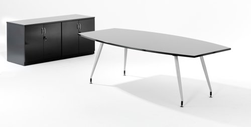 I003058 High Gloss 2400mm Writable Boardroom Table Black Top