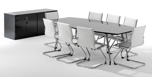 Dynamic High Gloss 2400mm Writable Boardroom Table Black Top I003058