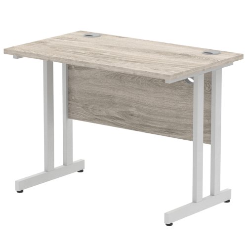 Impulse 1000/600 Rectangle Silver Cantilever Leg Desk Grey Oak
