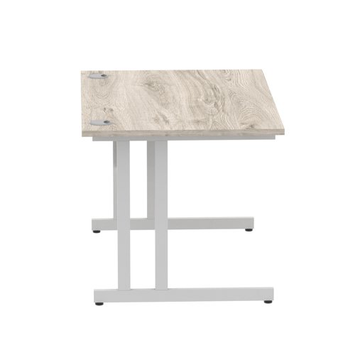Impulse 1200 x 800mm Straight Office Desk Grey Oak Top Silver Cantilever Leg
