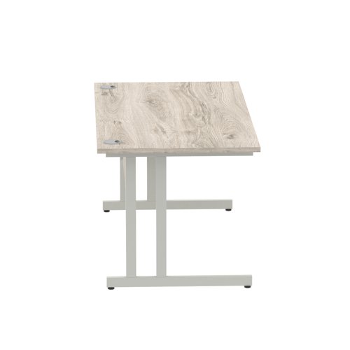 I003074 Impulse 1600 x 800mm Straight Office Desk Grey Oak Top Silver Cantilever Leg