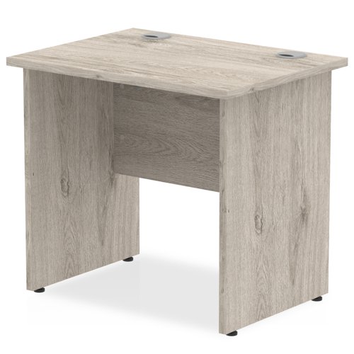 Impulse 800 x 600mm Straight Office Desk Grey Oak Top Panel End Leg