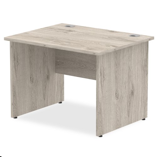 Impulse 1000 x 800mm Straight Office Desk Grey Oak Top Panel End Leg