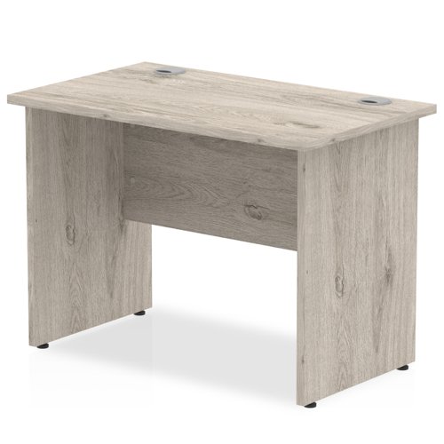 Impulse 1000 x 600mm Straight Office Desk Grey Oak Top Panel End Leg