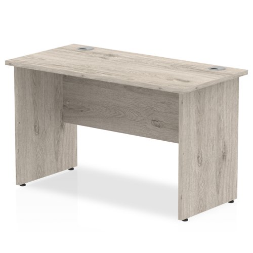 Impulse 1200 x 600mm Straight Office Desk Grey Oak Top Panel End Leg
