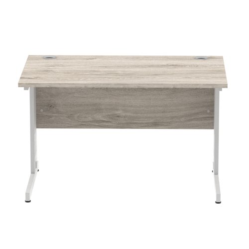 65048DY - Impulse 1200 x 800mm Straight Desk Grey Oak Top Silver Cable Managed Leg I003098