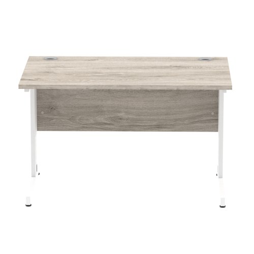 65069DY - Impulse 1200 x 800mm Straight Desk Grey Oak Top White Cable Managed Leg I003101