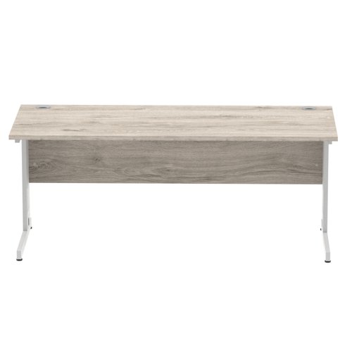 65132DY - Impulse 1800 x 800mm Straight Desk Grey Oak Top Silver Cable Managed Leg I003110