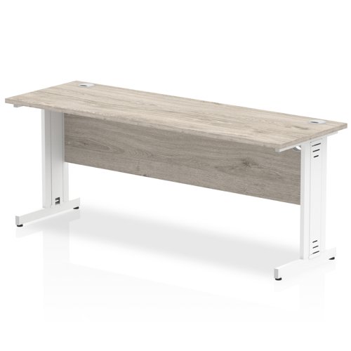 65146DY - Impulse 1800 x 600mm Straight Desk Grey Oak Top White Cable Managed Leg I003112