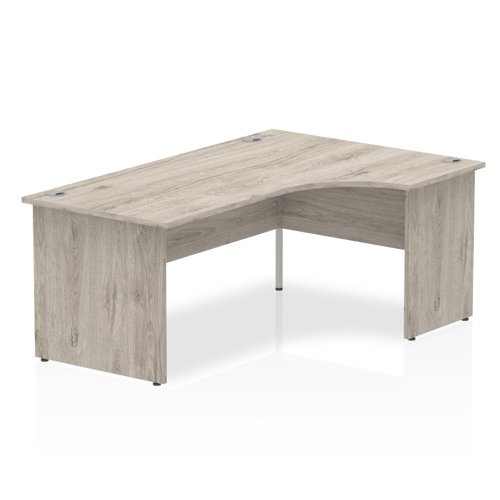 Impulse 1800mm Right Crescent Office Desk Grey Oak Top Panel End Leg