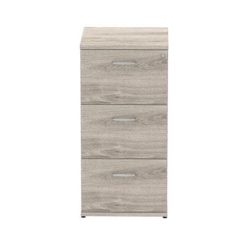 I003242 Impulse 3 Drawer Filing Cabinet Grey Oak