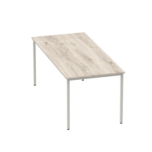 63529DY - Impulse 1800mm Straight Table Grey Oak Top Silver Box Frame Leg I003262