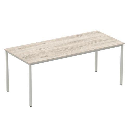 63529DY - Impulse 1800mm Straight Table Grey Oak Top Silver Box Frame Leg I003262