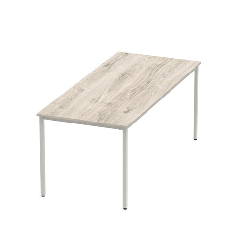 Impulse 1800mm Straight Table Grey Oak Top Silver Box Frame Leg