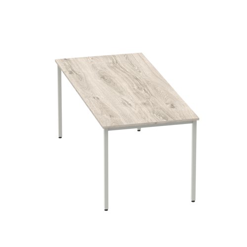 Impulse 1800mm Straight Table Grey Oak Top Silver Box Frame Leg
