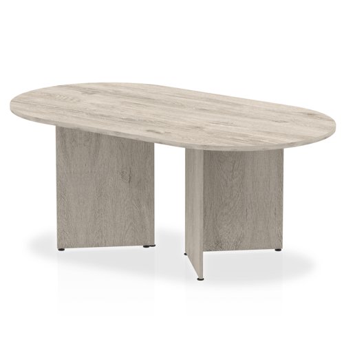 44421DY - Dynmanic Impulse W1800 x D1000 x H730mm Boardroom Table Panel Arrowhead Leg Grey Oak Finish - I003277