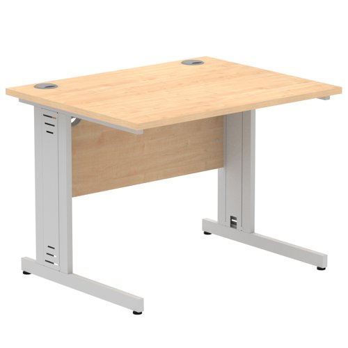 65174DY - Impulse 1000 x 800mm Straight Desk Maple Top Silver Cable Managed Leg I003537