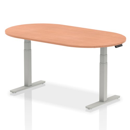 Dynamic Impulse W1800 x D1000 x H660-1310mm Height Adjustable Boardroom Table Beech Finish Silver Frame - I003541