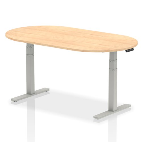 Dynamic Impulse W1800 x D1000 x H660-1310mm Height Adjustable Boardroom Table Maple Finish Silver Frame - I003542