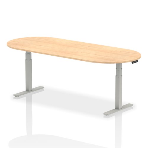 44351DY - Dynamic Impulse W2400 x D1000 x H660-1310mm Height Adjustable Boardroom Table Maple Finish Silver Frame - I003547