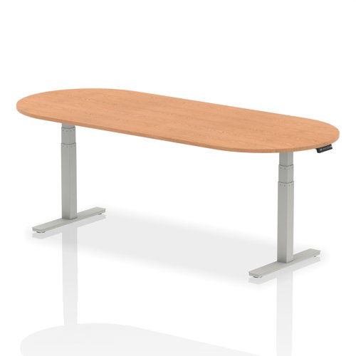 Impulse 2400mm Boardroom Table Oak Top Silver Height Adjustable Leg