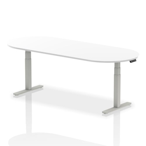 Impulse 2400mm Boardroom Table White Top Silver Height Adjustable Leg