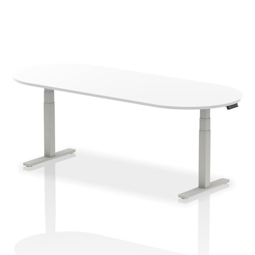 I003550 Impulse 2400mm Boardroom Table White Top Silver Height Adjustable Leg