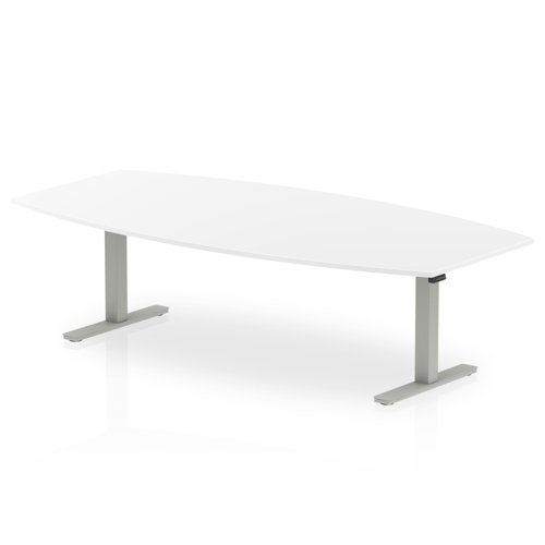 Dynamic High Gloss 2400mm Writable Boardroom Table White Top Silver Height Adjustable Leg I003554